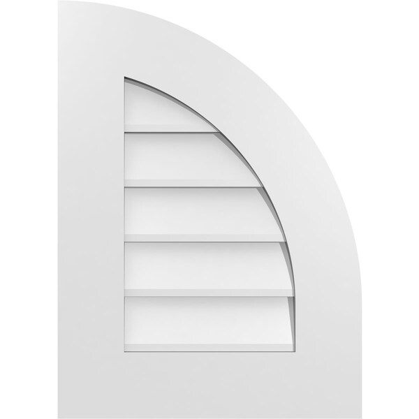 Ekena Millwork Quarter Round Top Right Surface Mount PVC Gable Vent w/ 3-1/2"W x 1"P Standard Frame, 16"W x 22"H GVPQR16X2201SN - main
